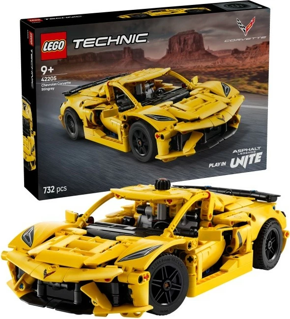 Gradbeni komplet LEGO Technic Chevrolet Corvette Stingray 42205, 732 kosov, rumen