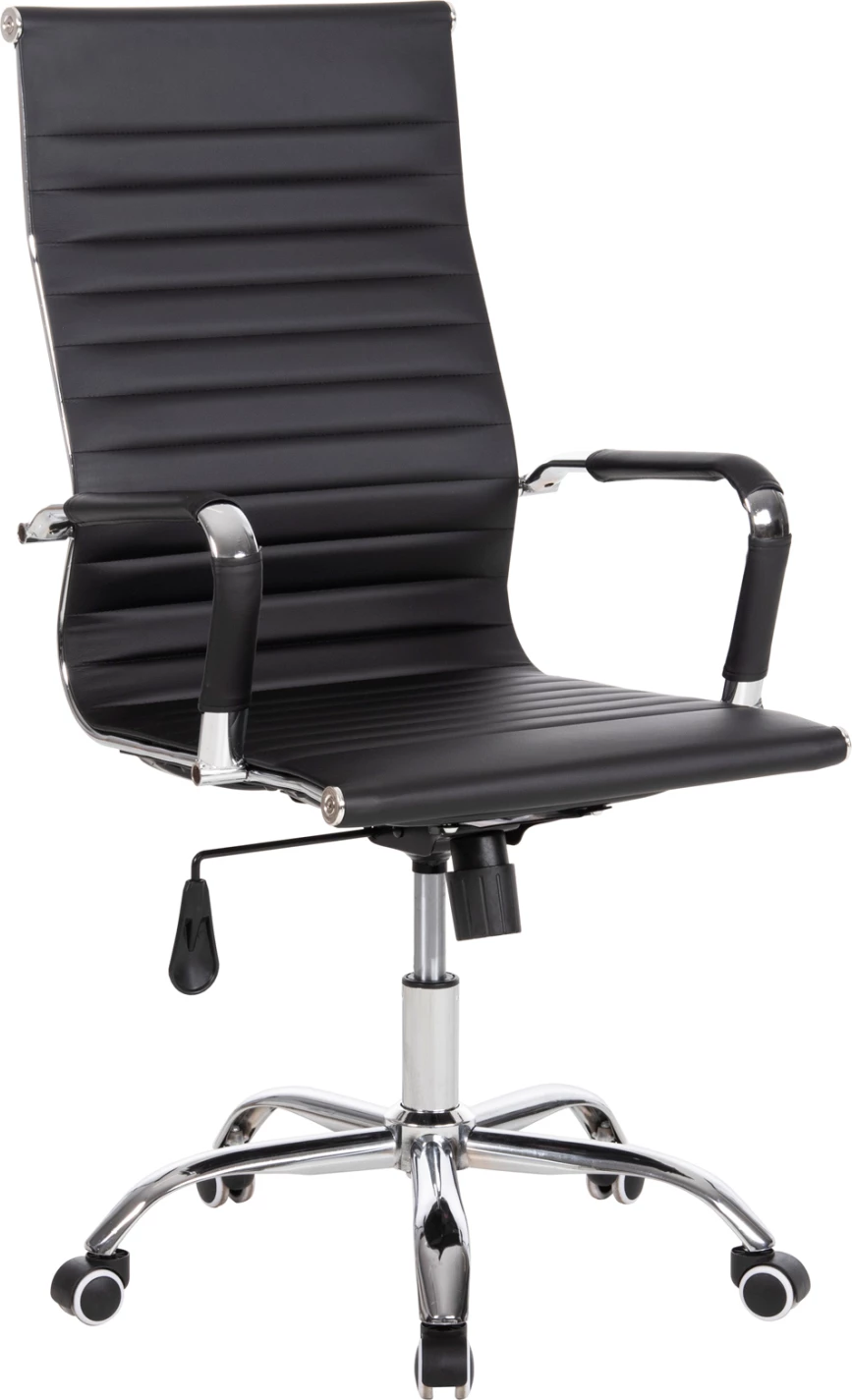 Pisarniški stol za vodje BOSS FH1059.31 črn PU-kromiran kovinski okvir in podstavek 54x57x110Hcm