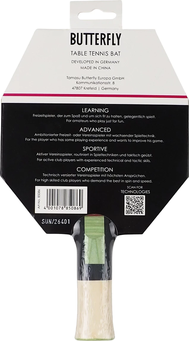 Raketa za namizni tenis Butterfly Dang Qiu DQX1, moška