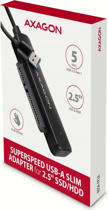 Adapter za HDD/SSD 2,5", USB-A 5Gbps AXAGON ADSA-FP2A, črn Adapter za HDD/SSD 2,5", USB-A 5Gbps AXAGON ADSA-FP2A, črn