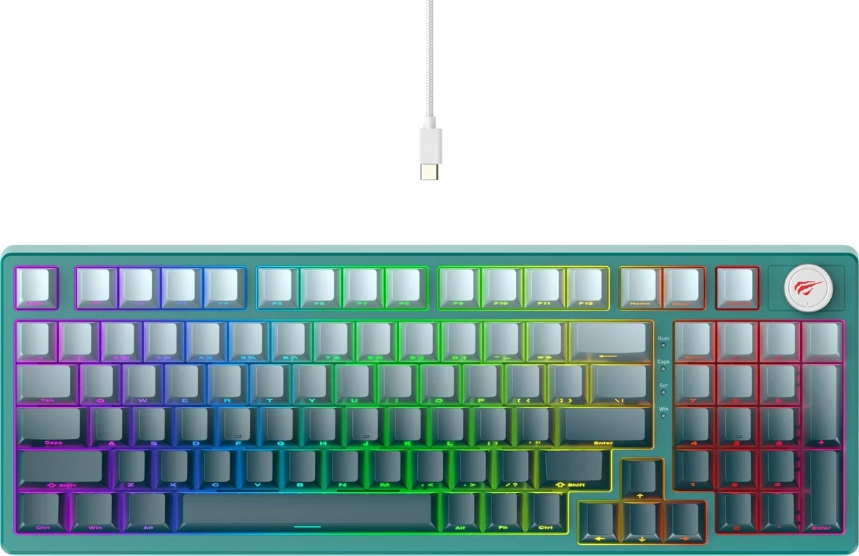 Mehanska gaming tipkovnica HAVIT KB899L, RGB LED, teal