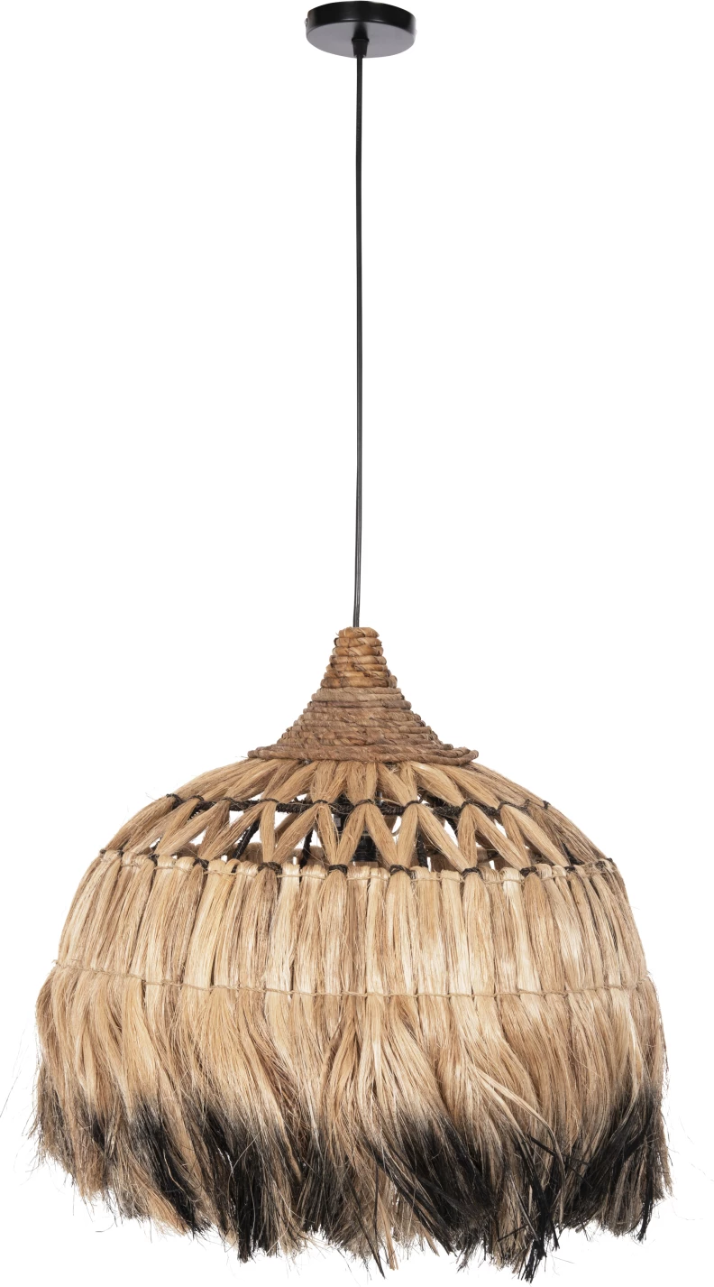 Stropna viseča svetilka s pokrovom iz abaka vlaken v naravni in črni barvi Φ52x52-120Hcm
