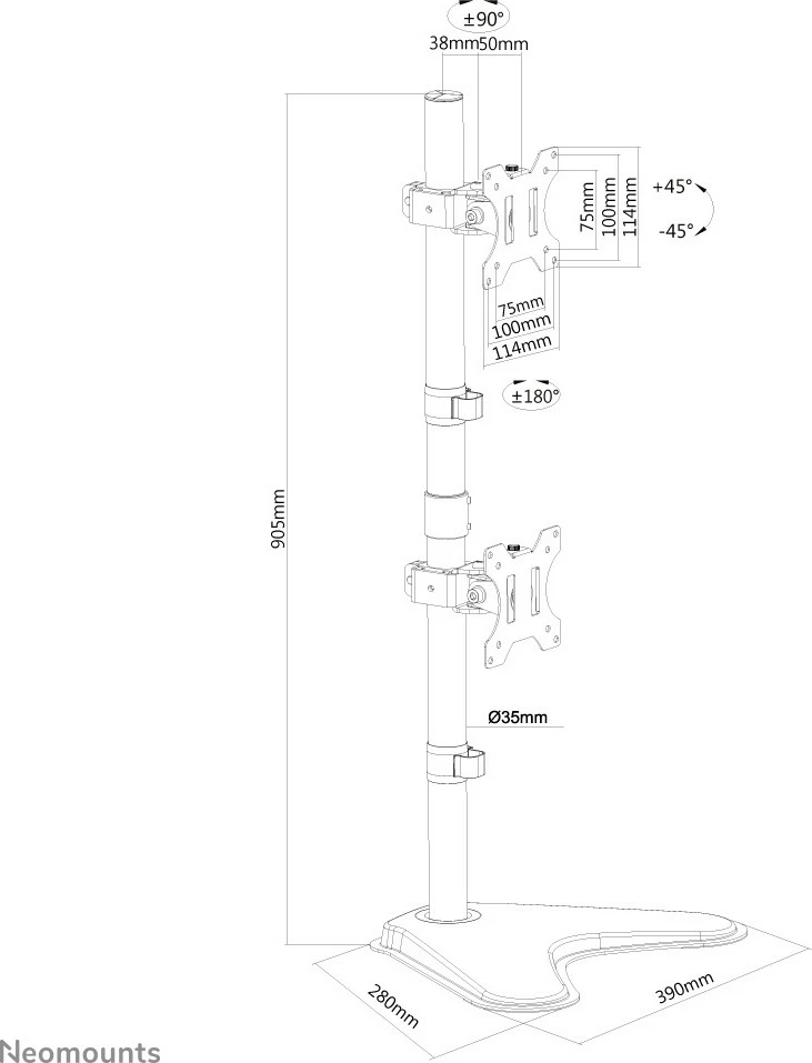 Držalo za 2 monitorja, Neomounts FPMA-D550DDVBLACK, 10–32 in, nastavljiva višina, črno Držalo za 2 monitorja, Neomounts FPMA-D550DDVBLACK, 10–32 in, nastavljiva višina, črno