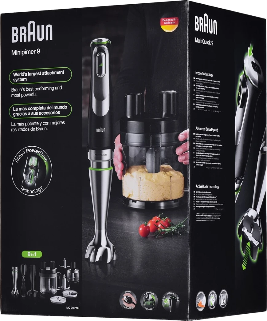 Blender za potopitev, 1200 W, 0,6 L, nerjaveče jeklo - Braun MultiQuick 9 MQ 9187XLI