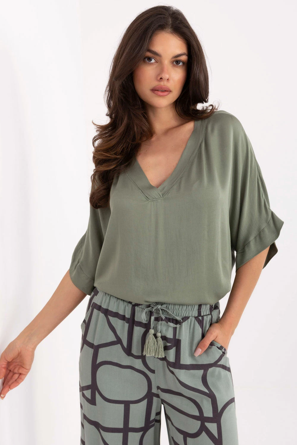 Bluza 215227 Och Bella, zelena