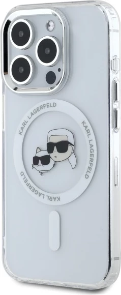 Ovitek IML z motivom Karl & Choupette, MagSafe za iPhone 15 Pro, bel — Karl Lagerfeld
