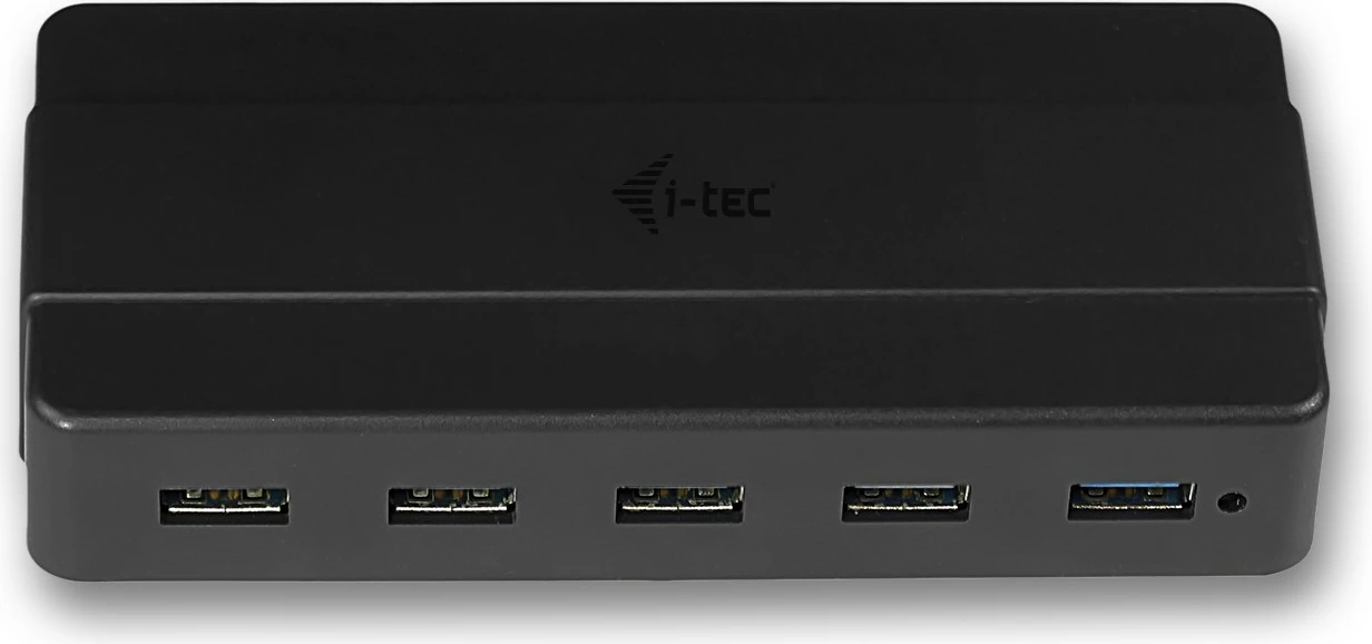USB razdelilec i-tec, 7 vrat, z adapterjem za napajanje, USB 3.0, črn