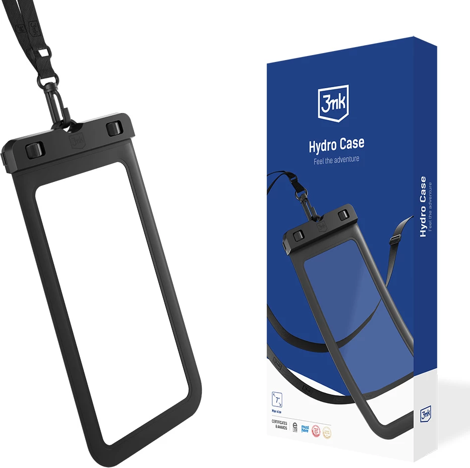 Univerzalni vodoodporen ovitek za telefon 3mk Protection Hydro Case, za telefone do 7", črn