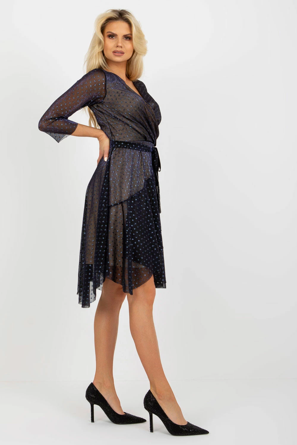 Koktajl obleka Lakerta 174953, temno modra