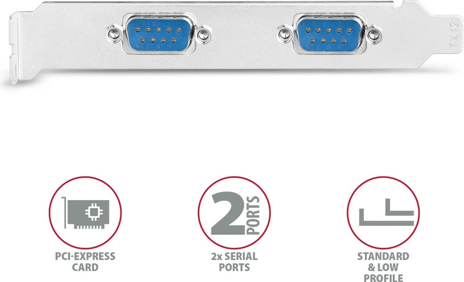 Razširitvena kartica, 2x serijska vrata RS-232, PCIe, komplet s standardnim in nizkoprofilnim nosilcem AXAGON PCEA-S2N Razširitvena kartica, 2x serijska vrata RS-232, PCIe, komplet s standardnim in nizkoprofilnim nosilcem AXAGON PCEA-S2N