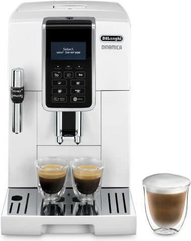 Popolnoma avtomatski espresso aparat De’Longhi Dinamica ECAM350.35.W, 1.8 L, 1450 W, bel