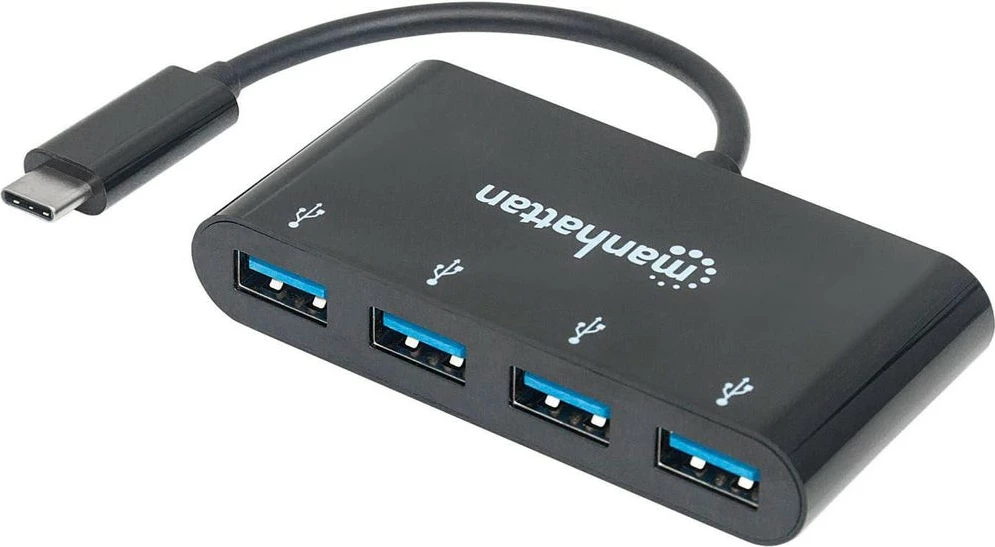USB razdelilec MANHATTAN 4 x USB 3.1, Type-C, črn