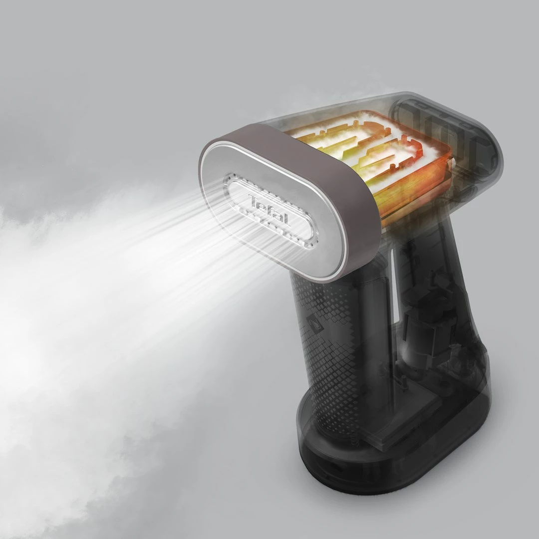 Ročni parni likalnik za oblačila Tefal Pure Force DT8765E0, 0.18 L, 1800 W, črn/kanel