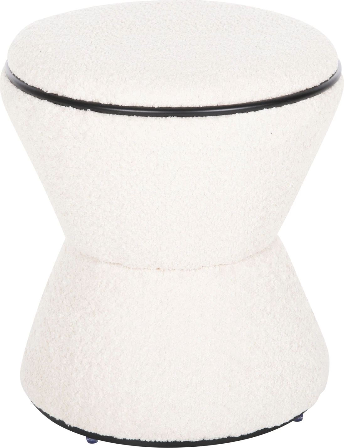 Okrogli stol LINNER FH9604.06 iz boucle tkanine ecru-črna podrobnost D38x44 cm