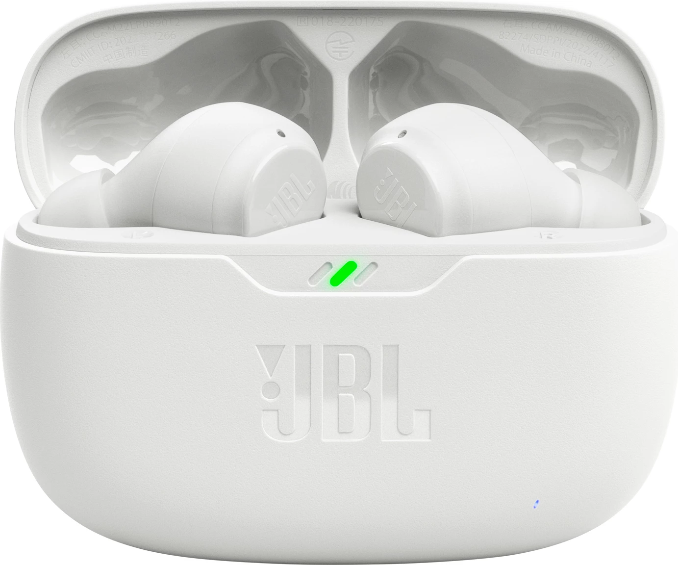 Brezžične slušalke JBL Wave Beam, Bluetooth 5.2, TWS, IP54, USB-C, bele