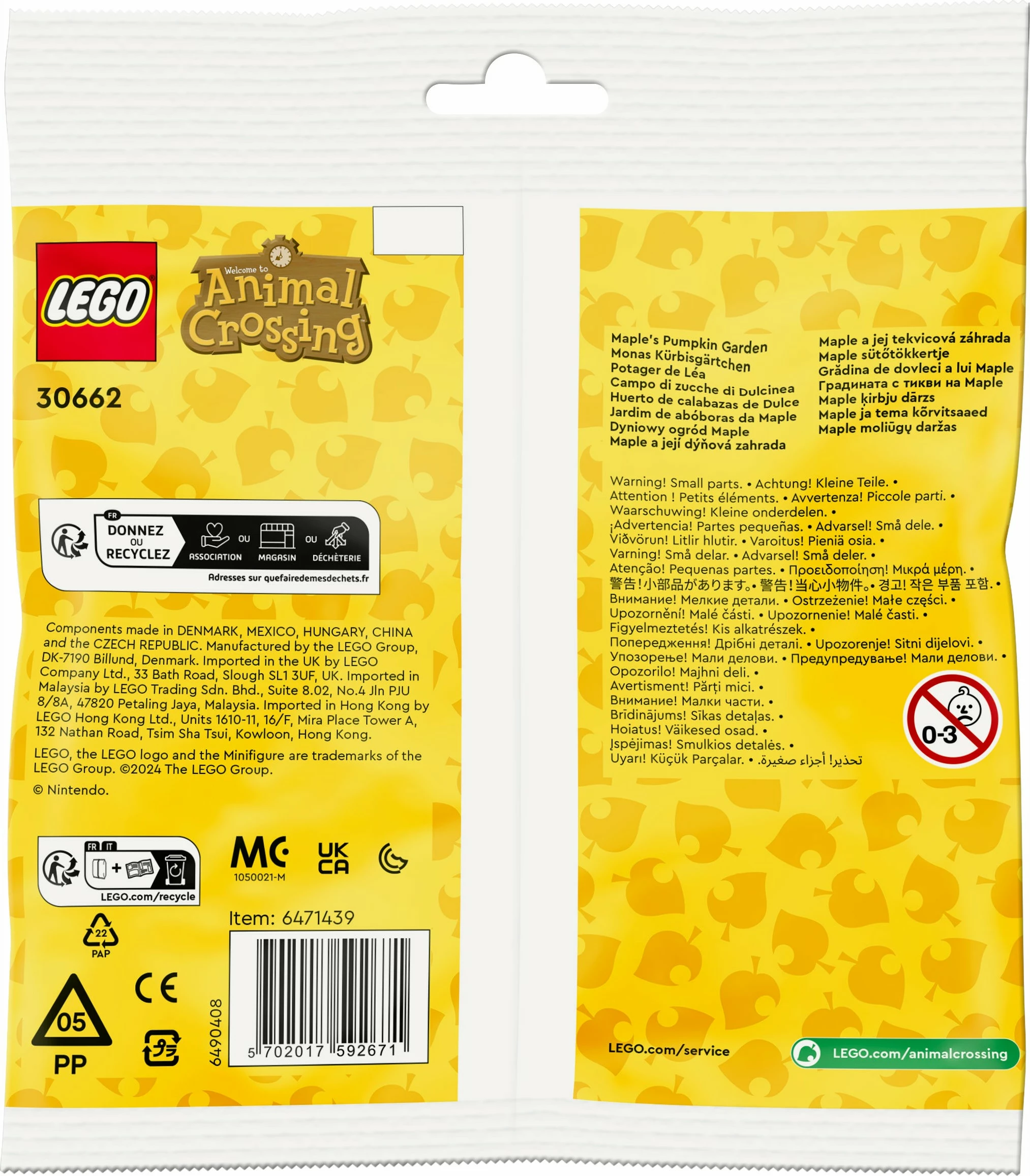 Set za sestavljanje LEGO Animal Crossing 30662 Javorjev bučni vrt, večbarven