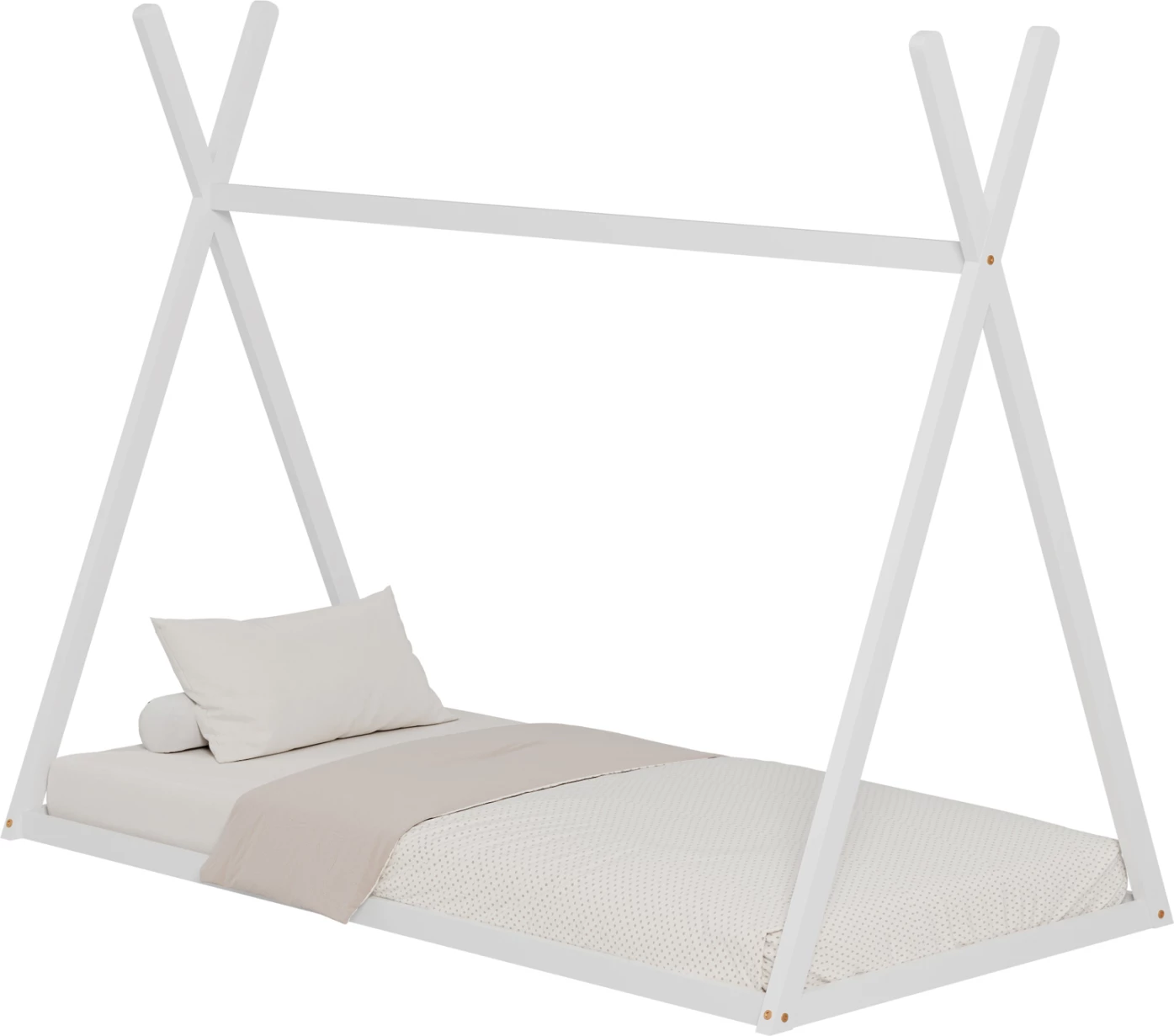 Postelja za otroke MUNK FH681.03 t.MONTESSORI iz masivnega borovega lesa v beli barvi za vzmetnico 190x90 cm