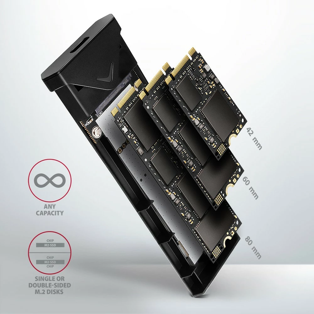 Zunanja ohišje za M.2 NVMe SSD AXAGON EEM2-UB2, USB-C 3.2 Gen 2, črno Zunanja ohišje za M.2 NVMe SSD AXAGON EEM2-UB2, USB-C 3.2 Gen 2, črno