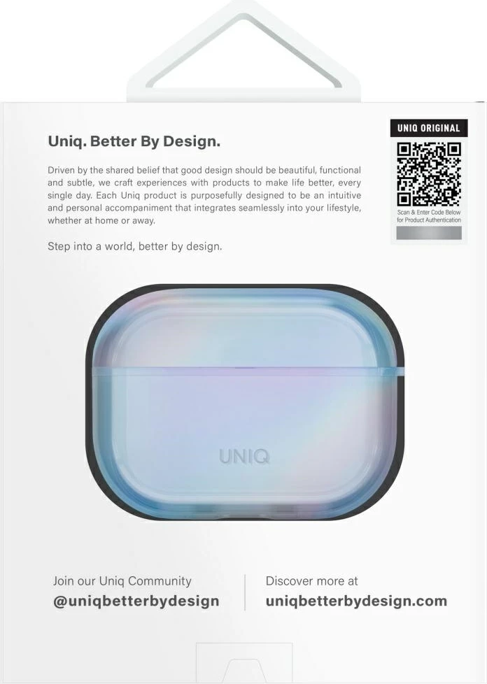 Zaščitna prevleka z holografskim učinkom za AirPods Pro 2 UNIQ Iridescia, z karabinom, modra