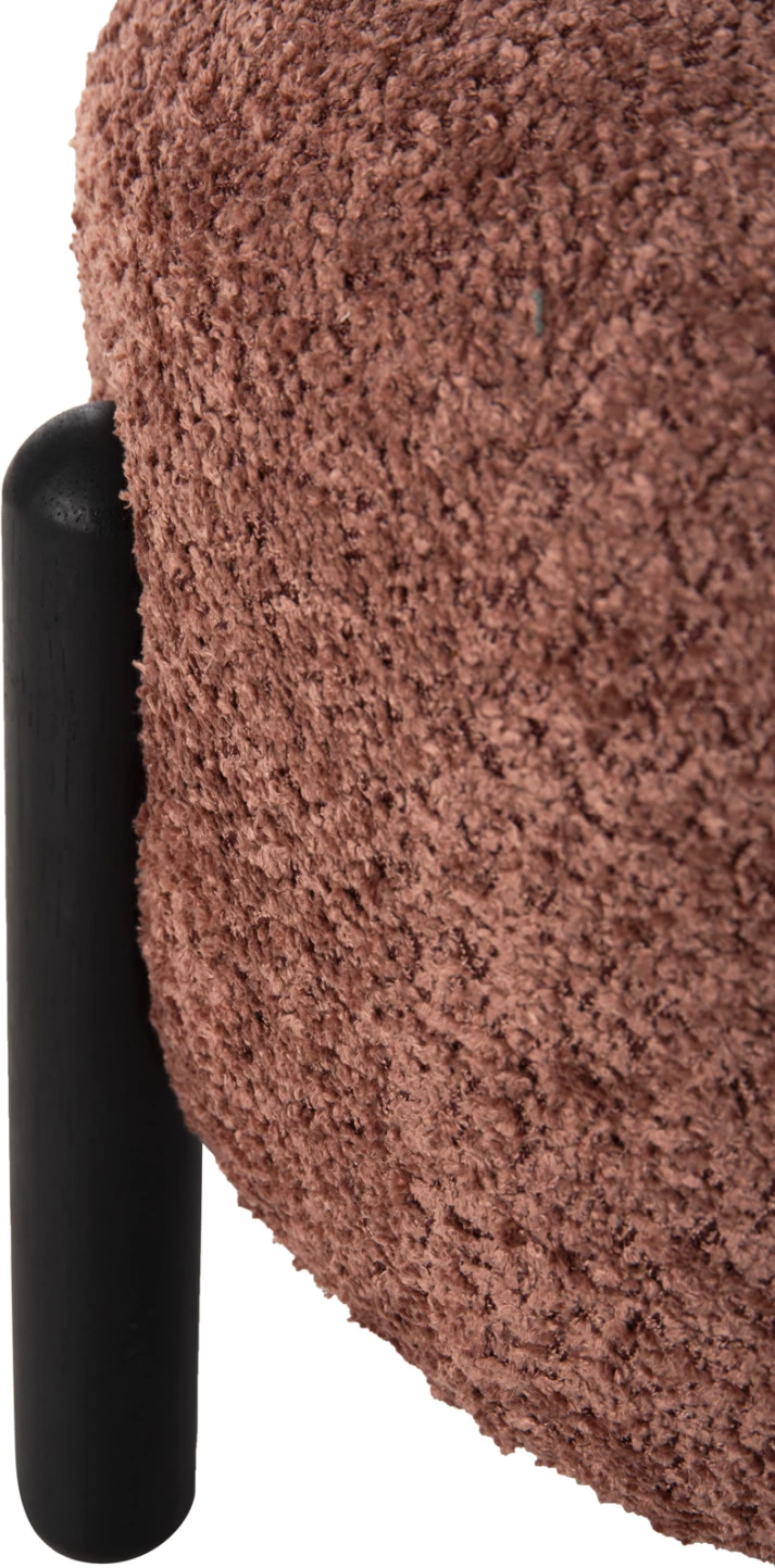 Okrogli stol EWAN FH9596.02 iz roza boucle tkanine s črnimi kovinskimi nogami Φ45x36Hcm