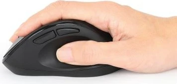 Ergonomični brezžični miška MANHATTAN, 6 gumbov, USB-A/C, črna