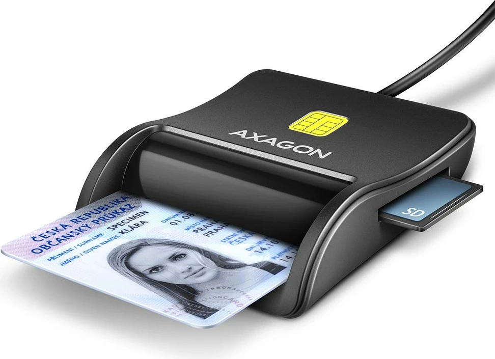 Bralnik kartic, USB 2.0, za pametno kartico/SD/microSD/SIM, črn AXAGON CRE-SM3SD