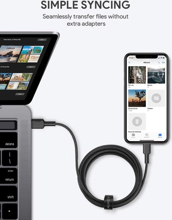 USB kabel AUKEY CB-CL03, 2 m, črn