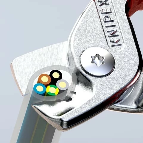 Prerje kablov, Knipex 160 mm, plastični ročaj, črno/rdeč