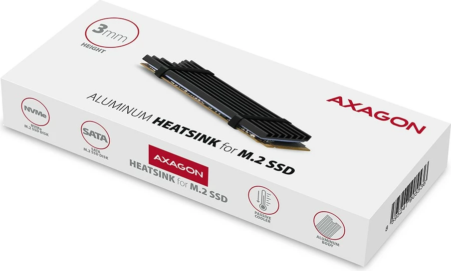 Pasivni hladilnik za SSD M.2, aluminij, 3 mm, črn, AXAGON CLR-M2L3 Pasivni hladilnik za SSD M.2, aluminij, 3 mm, črn, AXAGON CLR-M2L3