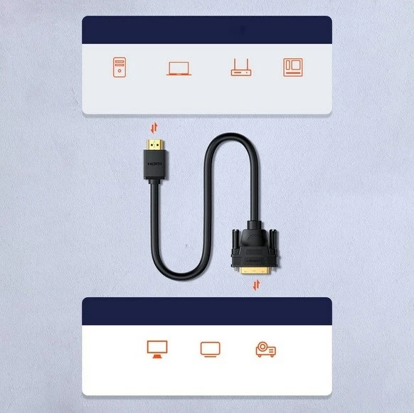Kabel HDMI–DVI 24+1 Ugreen HD106, 1,5 m, črn Kabel HDMI–DVI 24+1 Ugreen HD106, 1,5 m, črn