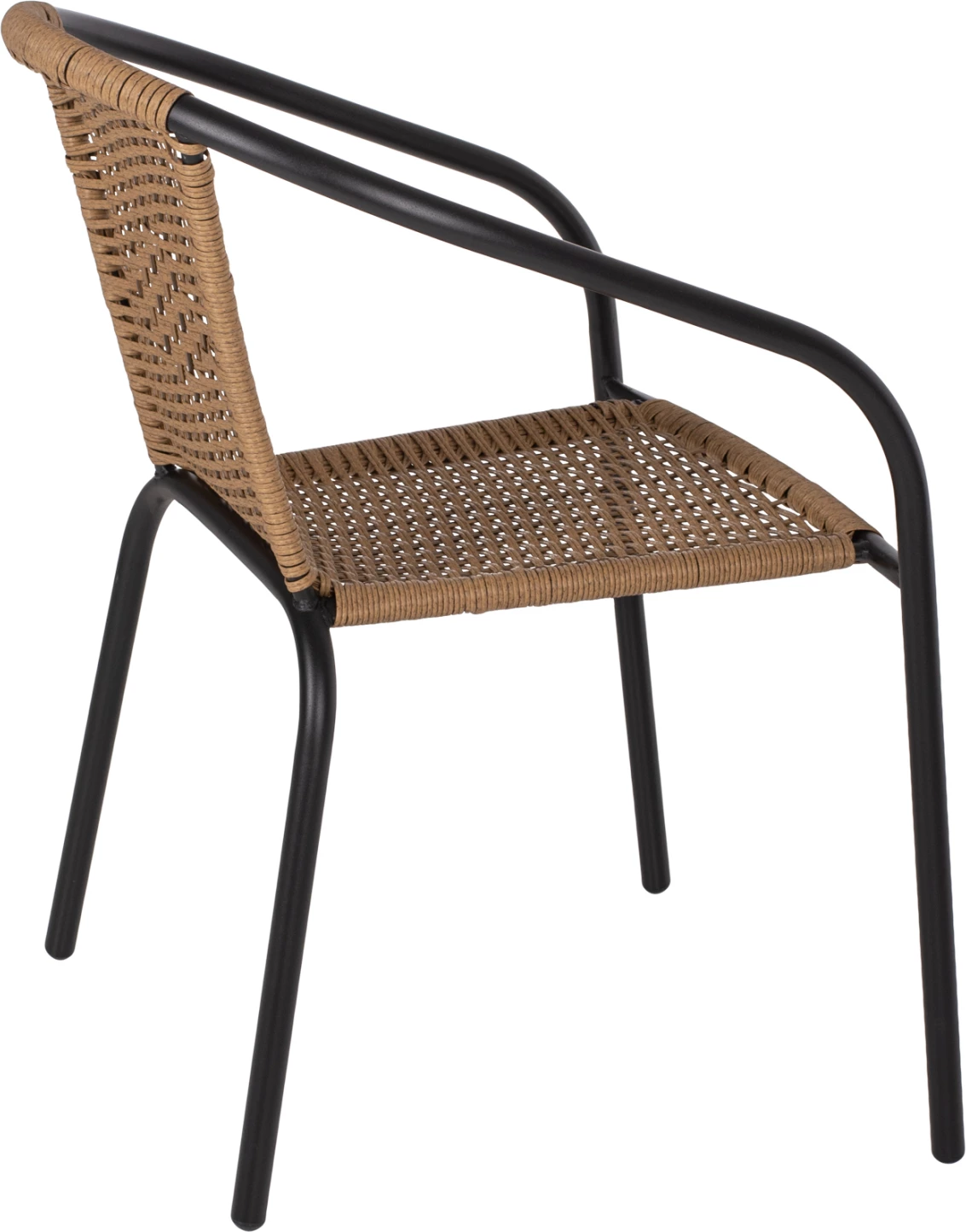 Stol CAMEL FH5015.04 kovinski okvir črn z ratanom v naravni barvi