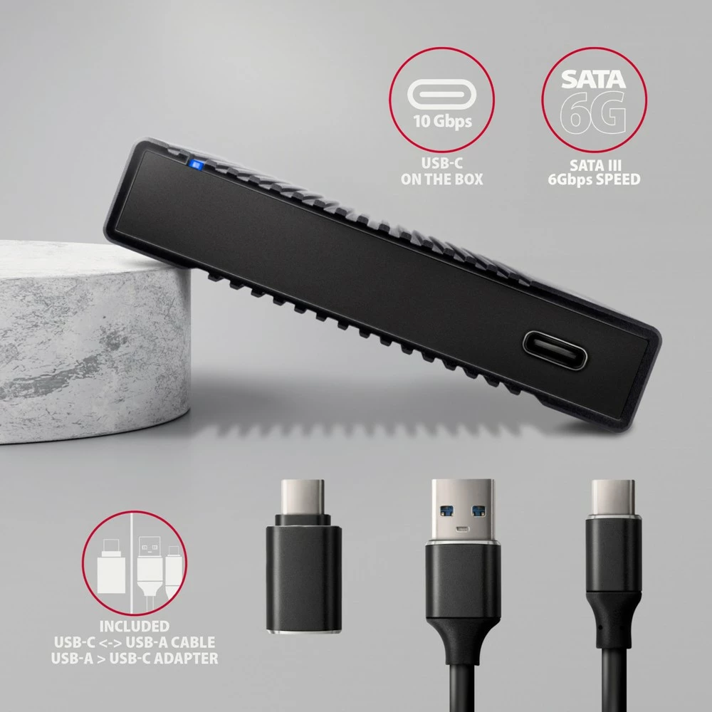 Zunanji računalniško ohišje za SSD/HDD 2,5", USB 3.2 Gen 2, črn AXAGON EE25-GTR Zunanji računalniško ohišje za SSD/HDD 2,5", USB 3.2 Gen 2, črn AXAGON EE25-GTR