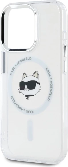 Ohišje z motivom Choupette Karl Lagerfeld MagSafe za iPhone 15 Pro, belo