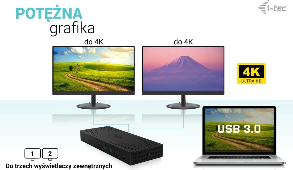 Dokovna postaja i-tec CATRIPLE4KDOCKPD2, 3x 4K, USB 3.0/USB-C/Thunderbolt, 100W, črna