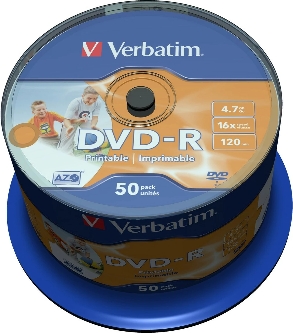 DVD-R, 4,7 GB, 16x, za tiskanje, 50 kosov, Verbatim 43533