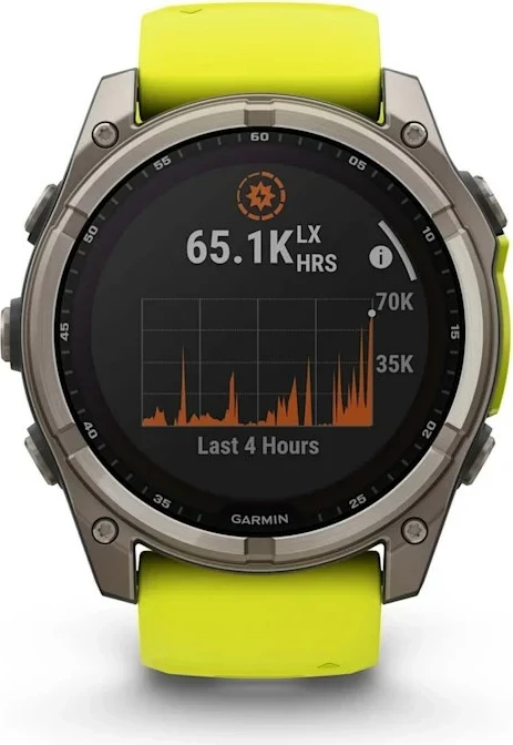 Pametna ura fenix 8, 51 mm, 32 GB, titanova, silikon pašček, neon rumena - Garmin