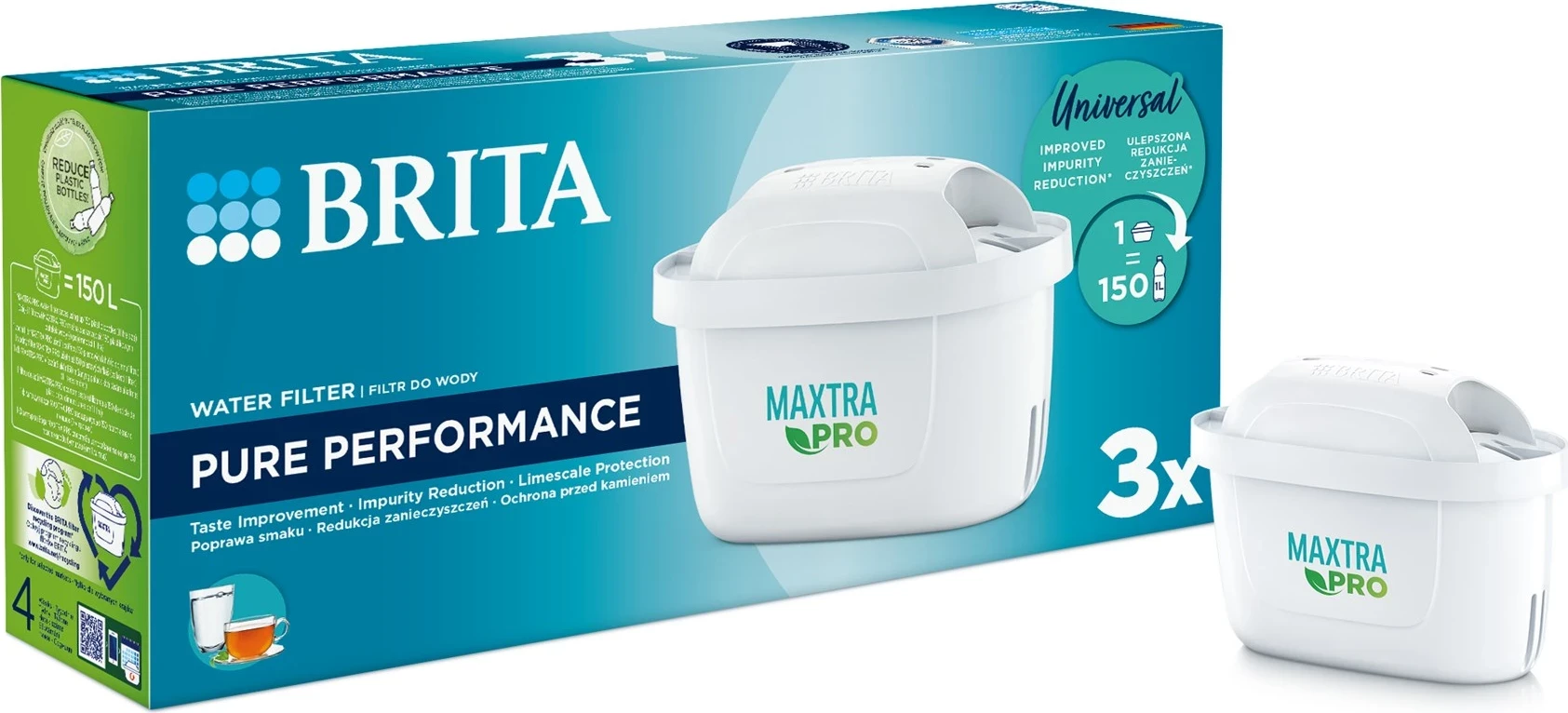 Filtri za vodo Brita MX+ Pro Pure Performance, 150 L, 3 kosa, beli