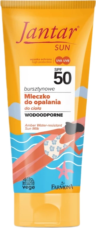 Mleko za sončenje unisex Farmona Jantar Sun Amber Waterproof SPF50, 200 ml