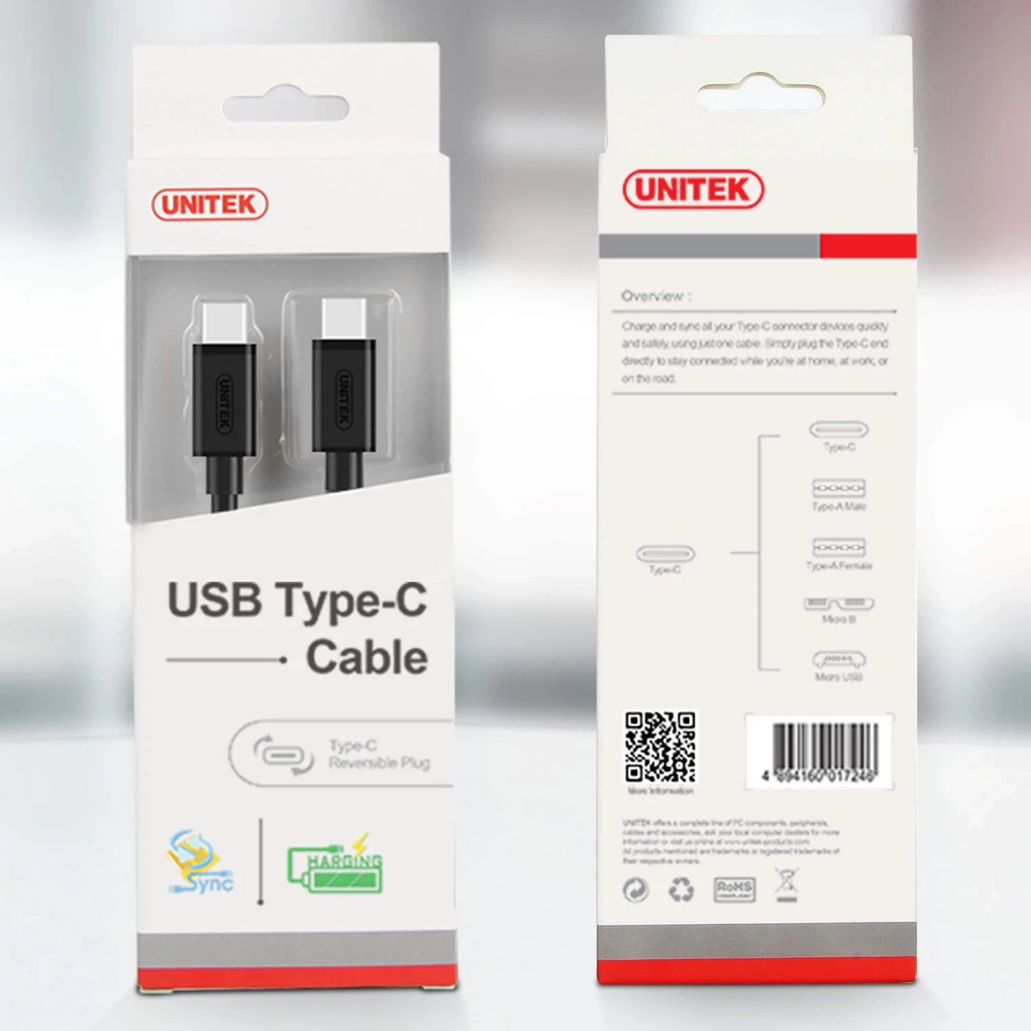 Kabеl USB-C, Unitek, črn