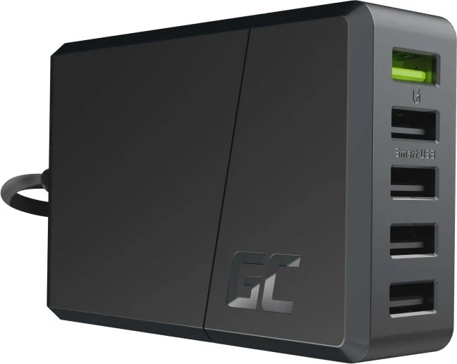 Polnilec za telefon Green Cell, 5 USB vrat Quick Charge 3.0, črn