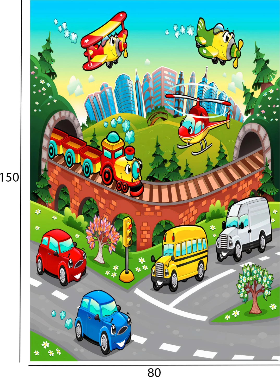 Otroška preproga z različnimi prevoznimi sredstvi, resice FH7678.13 80Χ150cm