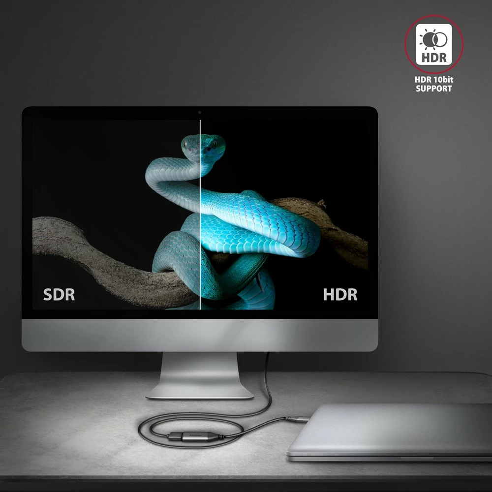 Aktivni adapter USB-C na HDMI 2.0, 25 cm, AXAGON RVC-HI2M, siv Aktivni adapter USB-C na HDMI 2.0, 25 cm, AXAGON RVC-HI2M, siv