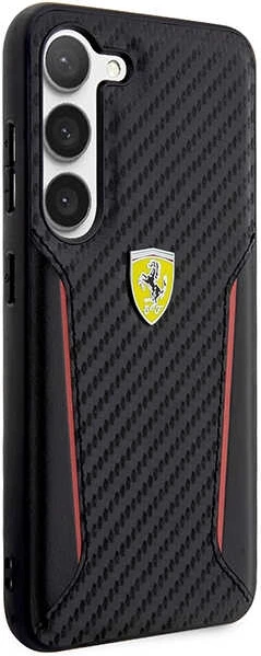 Ovitek za telefon Carbon Contrast Edges Ferrari FEHCS23MNPYK za Samsung Galaxy S23+, črn