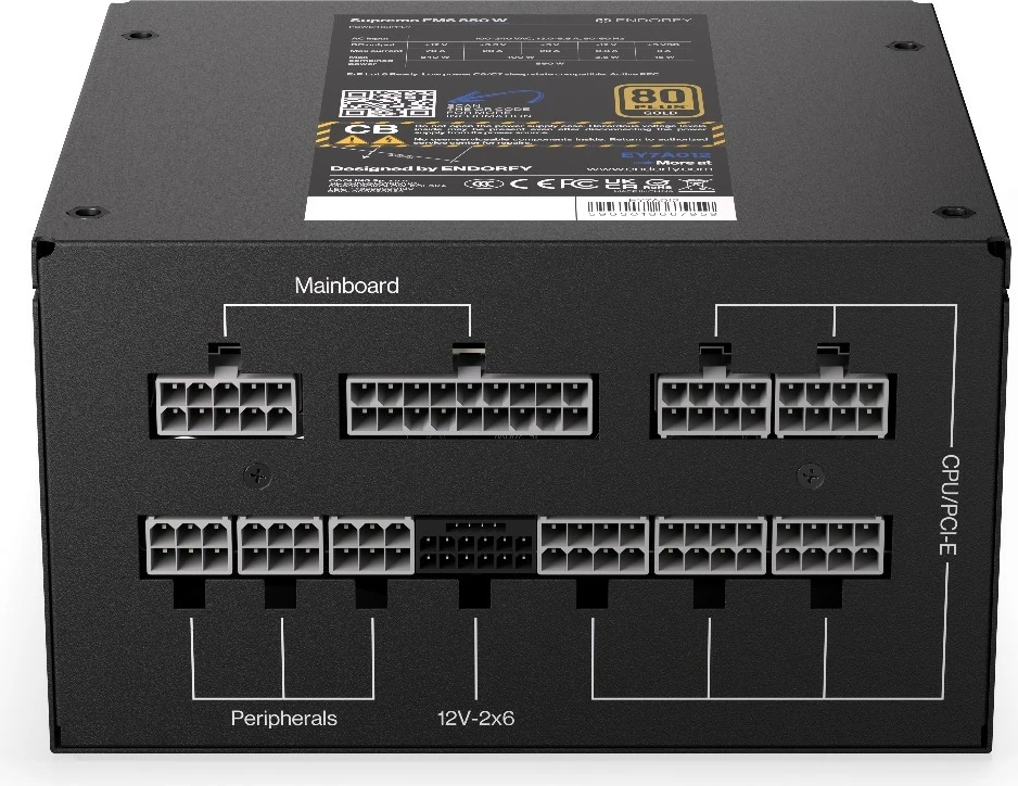 Napajalnik 850 W, modularen, črn Endorfy Supremo FM6 Gold