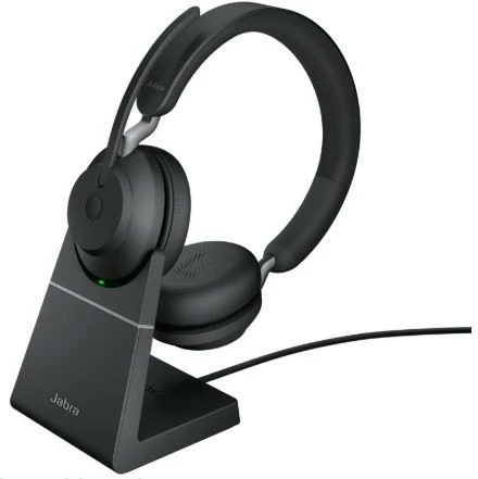 Slušalke z bazo za polnjenje, Jabra Evolve2 65 Stereo, Bluetooth, Link380c MS, USB-C, črne
