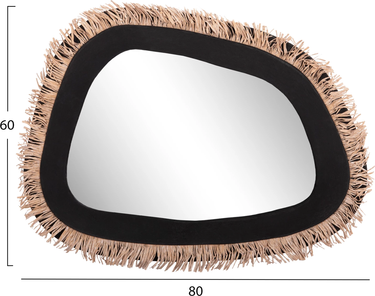Stenski ogledalo serije Santorini FH4530 MDF v črni barvi-dekor v bež 80x1,8x60Hcm.