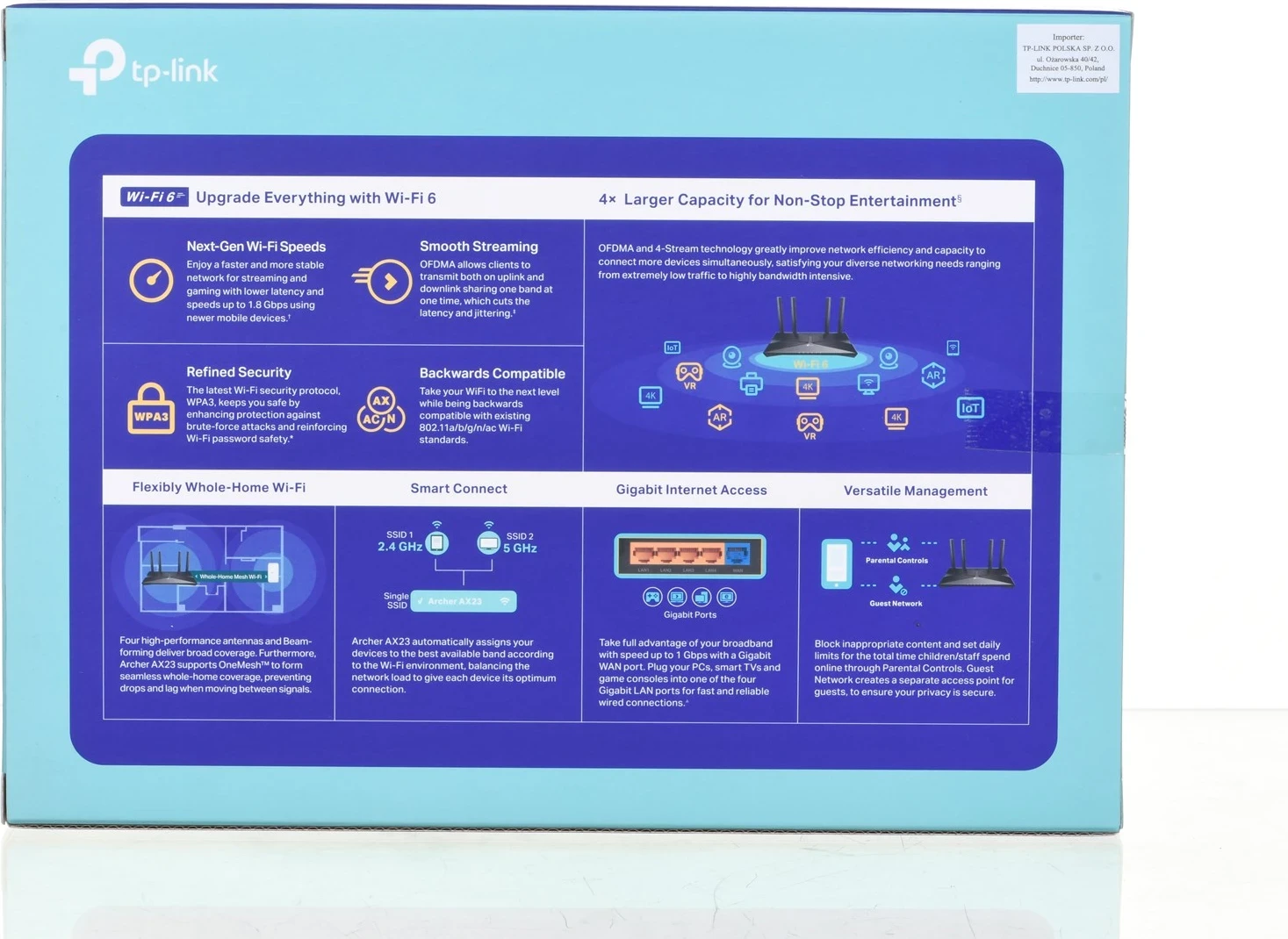 Brezžični usmerjevalnik Archer AX23 TP-Link, dvopasovni 2,4 GHz / 5 GHz, črn