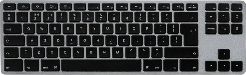 Kompaktna aluminijasta tipkovnica za Mac, RGB, z USB kablom — Matias FK308L, Space Gray