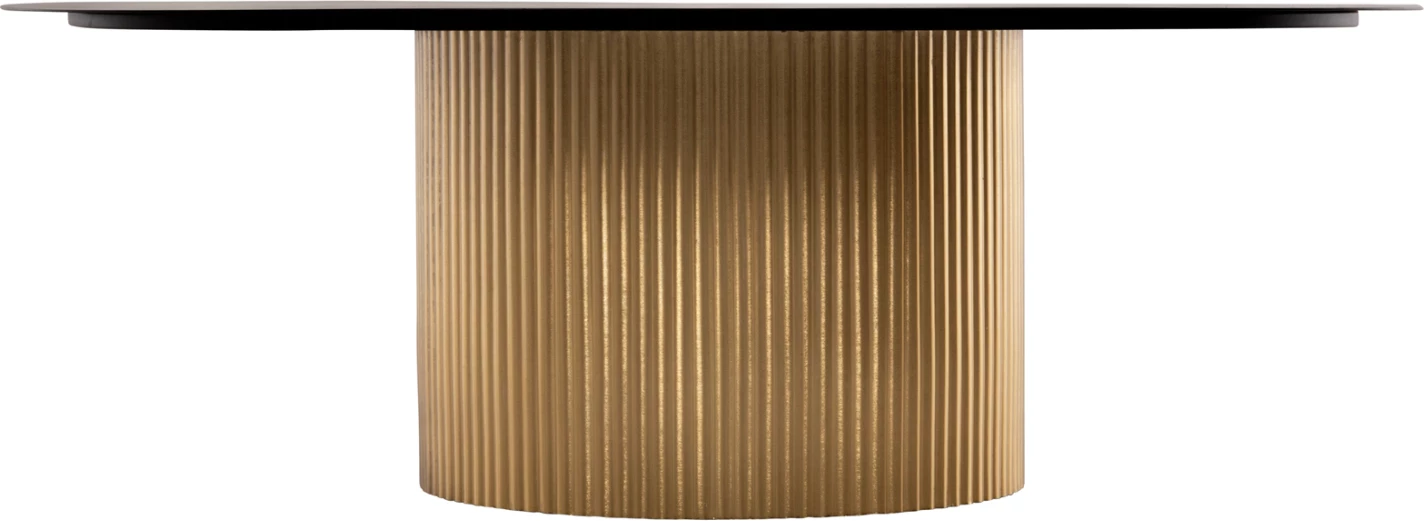 Klubske mize 2 kosa CLAD FH11916 kovinske v zlato-črni barvi vrh Φ110x38H & Φ80x32H cm