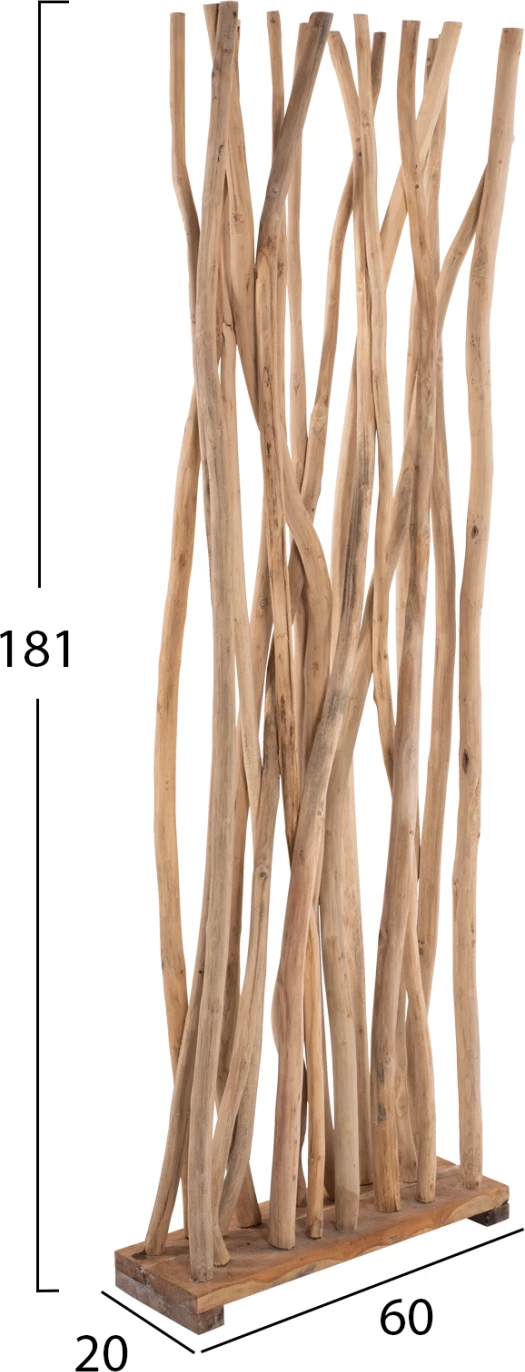 Pregrada za sobo iz naravne veje teaka 60x20x181 cm